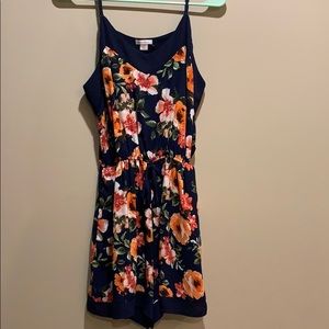 Blue and Orange Floral Romper